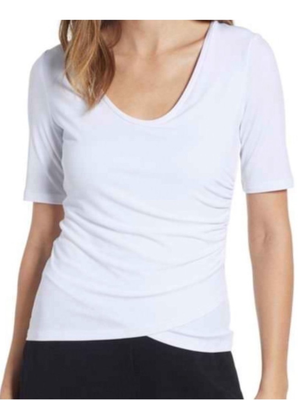 Leith Size Small Faux Wrap Ruched Side Top